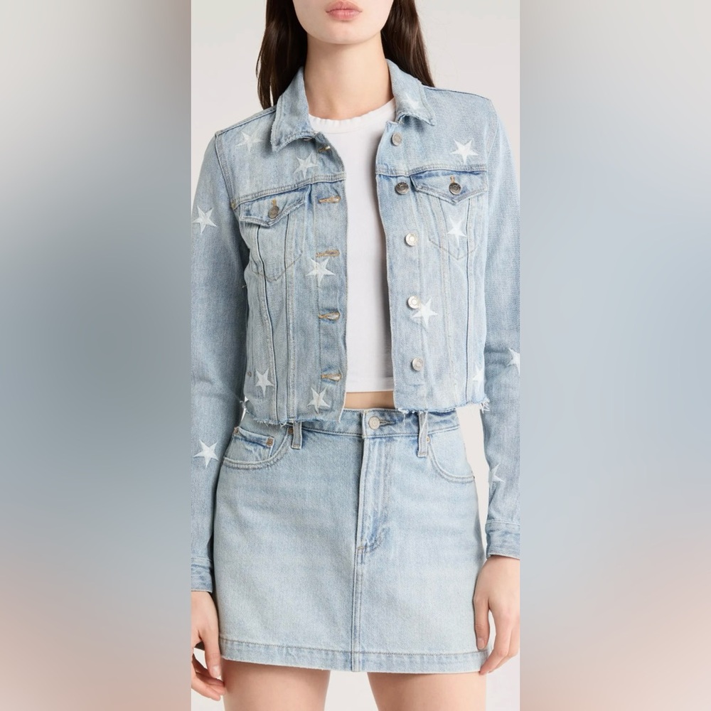 Pistola Brando Star Embroidery Denim Jacket Size Small Fall Winter Festival Boho